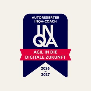 Logodesign eines autorisierten INQA-Coachs mit den Jahren 2026 und 2027.